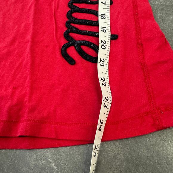 Vintage Y2K Aeropostale Sequin Red Black Baby Tee Short Sleeve Medium - Picture 5 of 5